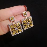 Womens Square Inlay Zircon Copper Earrings Nhbr134813 main image 4