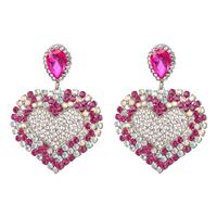 Womens Heart-shaped Rhinestone Alloy Earrings Nhjj134748 sku image 1