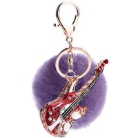 8cm Rex Lapin Boule De Fourrure Porte-clés Femmes De Clé De Voiture Chaîne Coréenne Guitare Pendentif Sac À Main En Gros Usine sku image 3