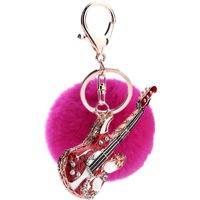 8cm Rex Lapin Boule De Fourrure Porte-clés Femmes De Clé De Voiture Chaîne Coréenne Guitare Pendentif Sac À Main En Gros Usine sku image 6