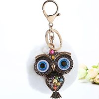 Creative Hollow Blue Eye Car Retro Fashion Owl Key Ring Pendant Nhmm135255 sku image 1