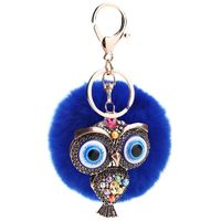 Creative Hollow Blue Eye Car Retro Fashion Owl Key Ring Pendant Nhmm135255 sku image 2