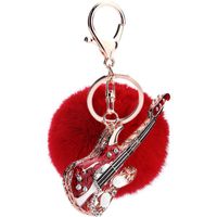 8cm Rex Lapin Boule De Fourrure Porte-clés Femmes De Clé De Voiture Chaîne Coréenne Guitare Pendentif Sac À Main En Gros Usine sku image 7