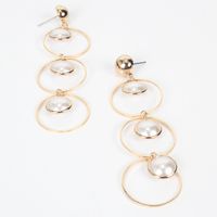 Vintage Ring Circle Ring Interlocking Imitation Beads Alloy Earrings Nhct130477 main image 5