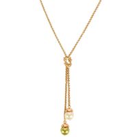 Commerce Extérieur Ornement Simple Européen Et Américain Style Style De Mode Doux À La Mode Imitation Perle Double Pendentif Collier Noué Pour Femmes main image 1