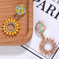 Explosive Sun Flower With Rhinestones And Gemstone Earrings Nhjq130576 main image 1