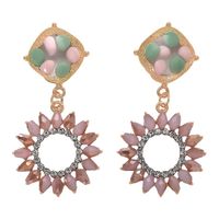 Explosive Sun Flower With Rhinestones And Gemstone Earrings Nhjq130576 main image 7