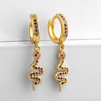 Creative Alloy Colored Gemstone Snake Shell Earrings Nhas130607 main image 4
