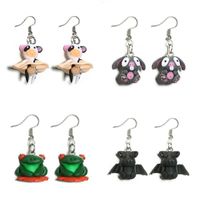 2019 Nouveau Dessin Animé Mignon Argile Animal Peu Flying Pig Bat Boucles D'oreilles De Porc Petite Grenouille Boucles D'oreilles En Argile Polymère main image 1