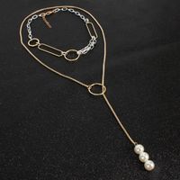 Simple And Stylish Metal Circle Short Versatile Imitation Beads Necklace Nhct130664 main image 3