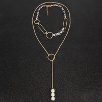 Simple And Stylish Metal Circle Short Versatile Imitation Beads Necklace Nhct130664 main image 5