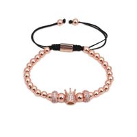 Fashion Micro-inlaid Zircon Copper Beads Woven Crown Bracelet Nhyl130673 main image 3