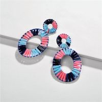 Fashionable Hollow Section Dyed Colored Woven Alloy Earrings Nhlu130682 main image 1