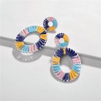 Fashionable Hollow Section Dyed Colored Woven Alloy Earrings Nhlu130682 main image 3