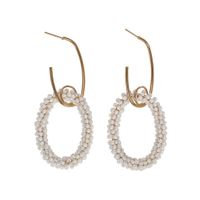 Explosion Style Cool Rice Beads Circle Alloy Earrings Nhjq130686 main image 1