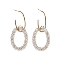 Explosion Style Cool Rice Beads Circle Alloy Earrings Nhjq130686 main image 2