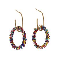 Explosion Style Cool Rice Beads Circle Alloy Earrings Nhjq130686 main image 11