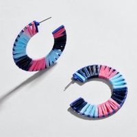 Fashionable Hollow Section Dyed Colored Woven Alloy Earrings Nhlu130705 main image 3