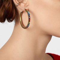 Fashion Creative Ring Hang Buckle With Rhinestone Alloy Earrings Nhjq130706 main image 3