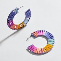 Fashion Hollow Alloy Segment Dyed Colored Woven Earrings Nhlu130707 main image 4