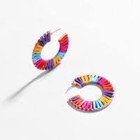 Fashion Hollow Alloy Segment Dyed Colored Woven Earrings Nhlu130707 main image 6