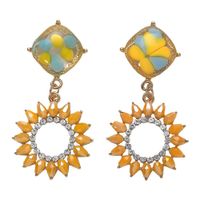 Explosive Sun Flower With Rhinestones And Gemstone Earrings Nhjq130576 sku image 1