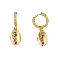 Creative Alloy Colored Gemstone Snake Shell Earrings Nhas130607 sku image 1
