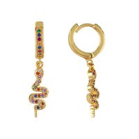 Creative Alloy Colored Gemstone Snake Shell Earrings Nhas130607 sku image 2