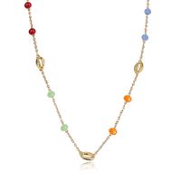 Simple Shell Glass Beads Link Mix Alloy Necklace Nhct130621 sku image 2
