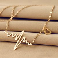 Fashion Simple Notes Ecg Heart Frequency Alloy Necklace Nhpj130623 sku image 2