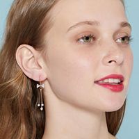 Simple Bow Rhinestone Tassel Earrings Nhll135932 main image 3