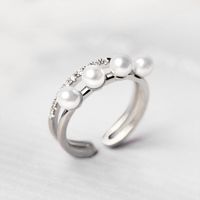 Coréenne Bijoux Coréenne Style Élégant Perle Diamant Double-couche Trois-dimensions Index Bague main image 4