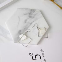 Korean Version Of The Simple Hand Made White Shell Square Earrings Nhms136007 main image 3