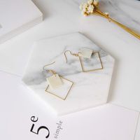 Korean Version Of The Simple Hand Made White Shell Square Earrings Nhms136007 main image 4