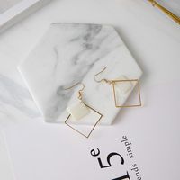 Korean Version Of The Simple Hand Made White Shell Square Earrings Nhms136007 main image 2