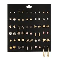 Europe Et En Amérique Croix Frontière Mode 30 Paires Boucles D'oreilles Perle Géométrique Multi-élément Plaine Fleur Boucles D'oreilles Ensemble Bloc En Alliage Strass Incrustés Boucles D'oreilles main image 17