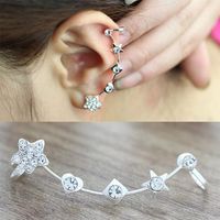 Fashion Women Star Rhinestone Ear Cuff Clip Earrings Alloy Alloyen Nhdp136110 main image 1