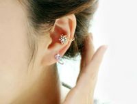 Fashion Women Snowflake Rhinestone Ear Cuff Clip Earrings Alloy Alloyen Nhdp136130 main image 4
