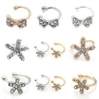 Fashion Women Butterfly Rhinestones U-shaped Ear Cuff Clip Earrings Alloy Alloy Nhdp136161 main image 3