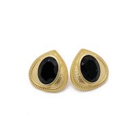 Vintage Black Gemstone 925 Alloy Stud Earrings Nhom136169 main image 1