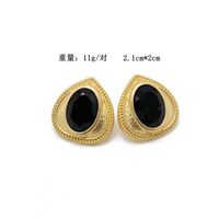 Vintage Black Gemstone 925 Alloy Stud Earrings Nhom136169 main image 3