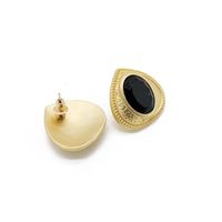 Vintage Black Gemstone 925 Alloy Stud Earrings Nhom136169 main image 4
