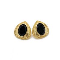 Vintage Black Gemstone 925 Alloy Stud Earrings Nhom136169 main image 6