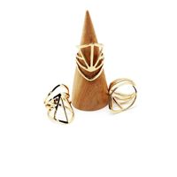 Geometric Exaggerated Hollow Copper Ring Nhom136247 main image 4