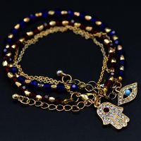Fatima Palm Eyes With Rhinestone Imitated Crystal Glass Beads Beaded Bracelet Nhhn136249 main image 6