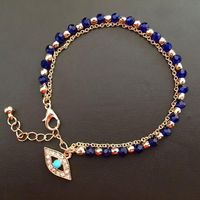 Fatima Palm Eyes With Rhinestone Imitated Crystal Glass Beads Beaded Bracelet Nhhn136249 main image 4