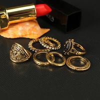 Vintage Ethnic Style Black Gemstone Ring Set Nhgy136326 main image 3