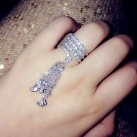 Kupfer Zirkon Mikro Eingelegte Quasten Ring Weibliche Hipster-zeigefinger-öffnung Einfacher Ring Kleiner Fingers Chwanz Ring Japanischer Und Koreanischer Schmuck main image 3
