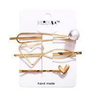 Creative Retro Simple Beads Abstract Openwork Love Hair Clip Set Nhpj136392 main image 6