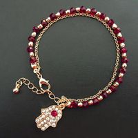 Fatima Palm Eyes With Rhinestone Imitated Crystal Glass Beads Beaded Bracelet Nhhn136249 sku image 1